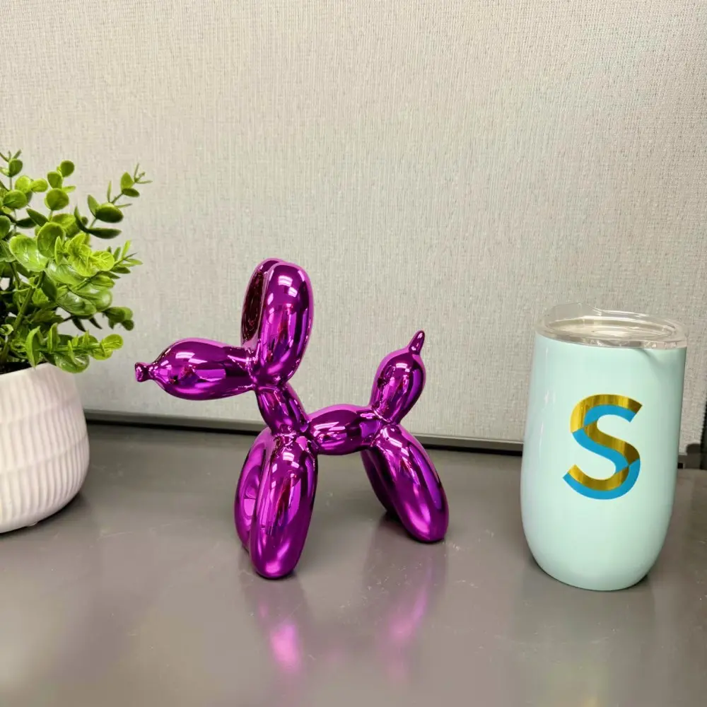Mini Electroplated Balloon Dog Statue, 9.5cm, Gold Silver Color, Pop Art Sculpture, Modern Home Decor, Desk Shelf Ornament, Resin Animal Sculptures
