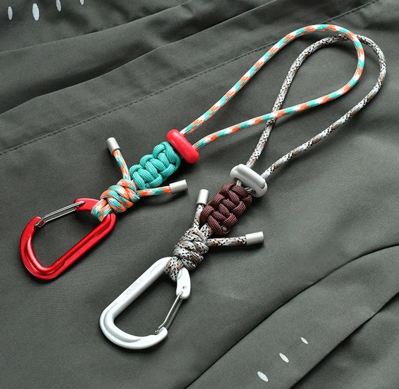 Quick-Release Paracord Water Bottle Hang Buckle Carabiner Portable EDC Clip Multifunctional Hook for Outdoor Hiking Backpack