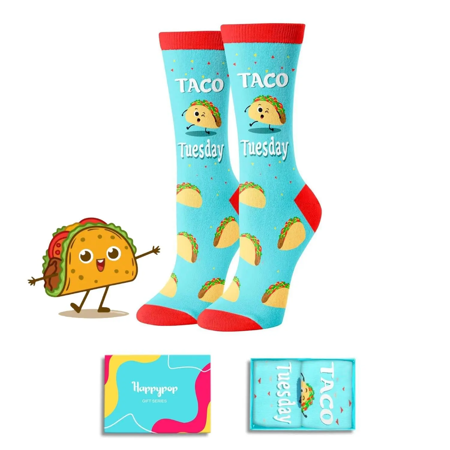 HAPPYPOP Women's Taco Socks, Mexican Theme Taco Lover Presents, Thank You Gifts For Women,Taco Tuesday, Mothers Day Gifts, Fast Food Socks