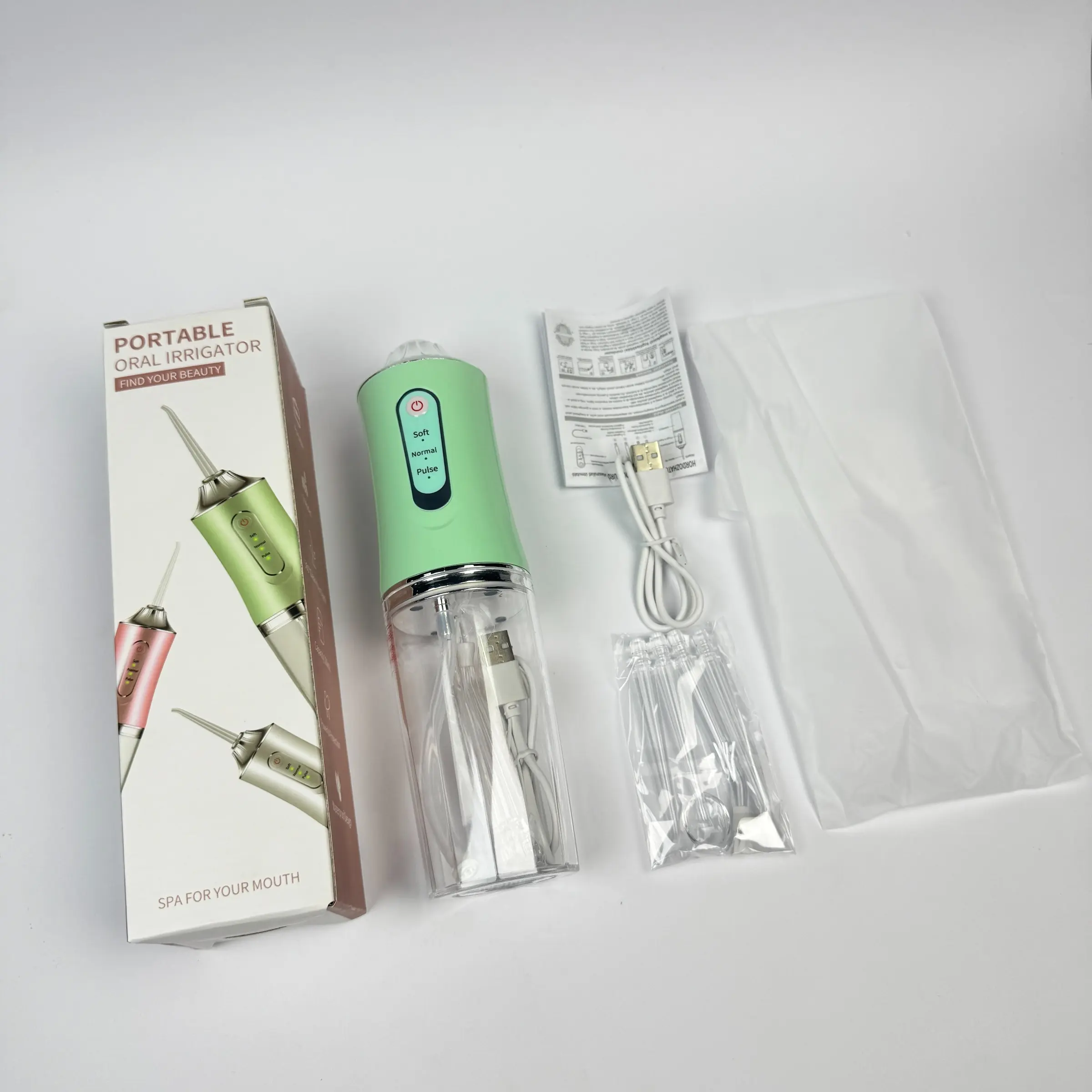 Portable Wireless Oral Irrigator, 230ML Detachable Tank, 0.6mm Fine Water Jet, 3 Modes, 4 Nozzles, Ipx7 Waterproof, Rechargeable Travel Dental Tool