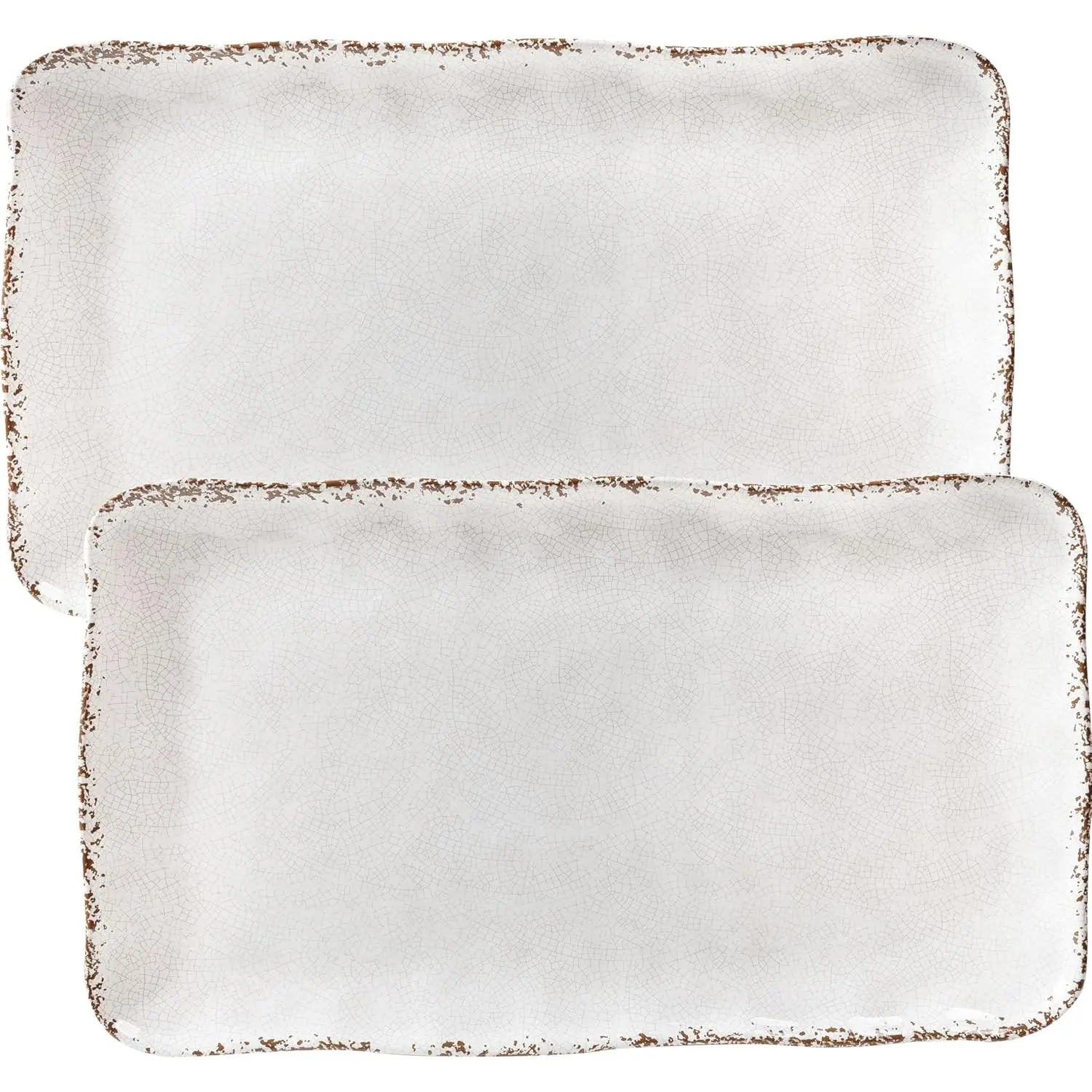 Melamine Serving Platters Set of 2, 17"x10" Large Rectangular Serving Trays for Food Serving at Parties and Entertaining, Dishwasher Safe, Ivory