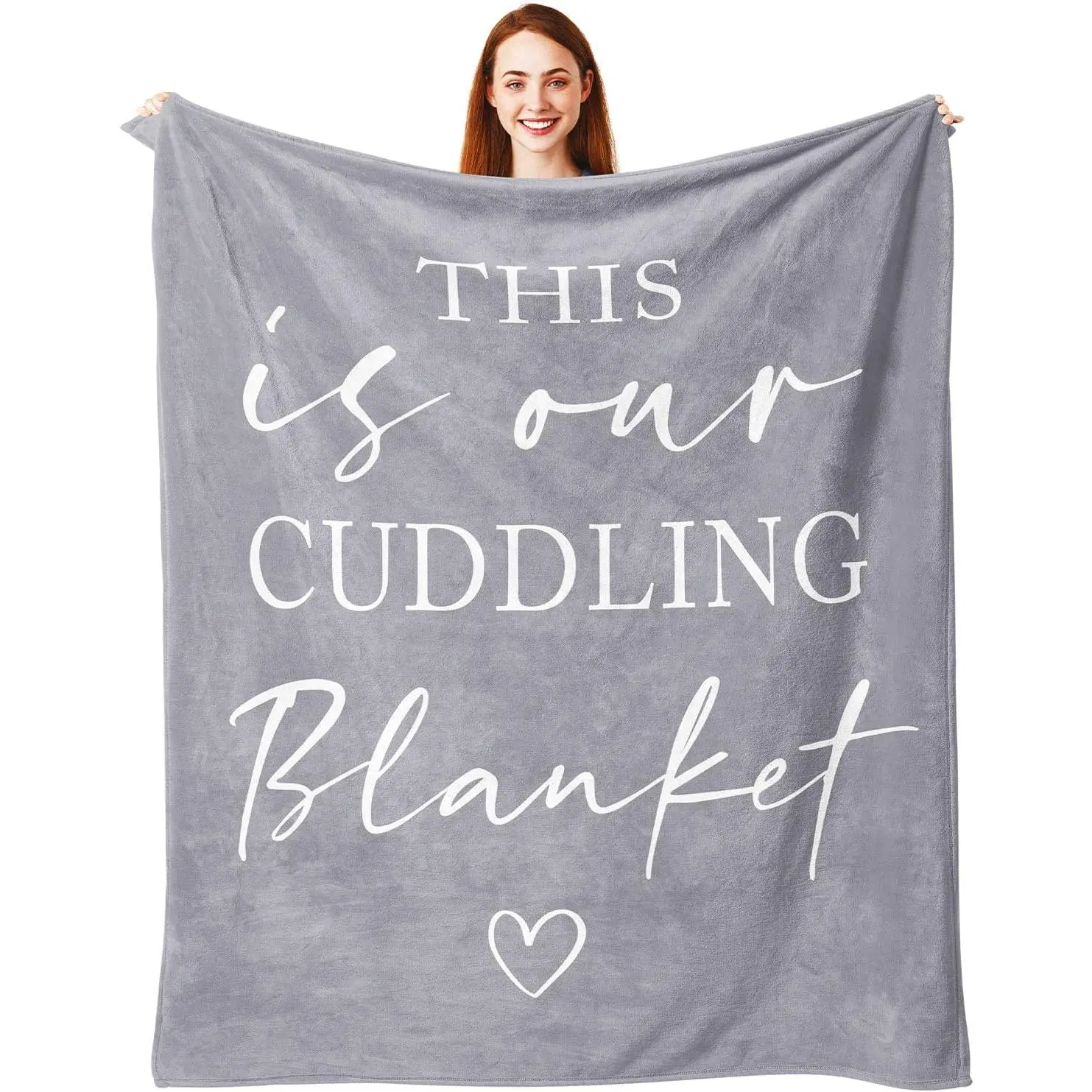 Gifts for Couples/Her/Him/Girlfriend/Boyfriend/Wife/Husband, Anniversary Christmas Wedding Engagement Gifts for Women/Men, Romantic Couple Cuddling Blanket Grey 60x50in