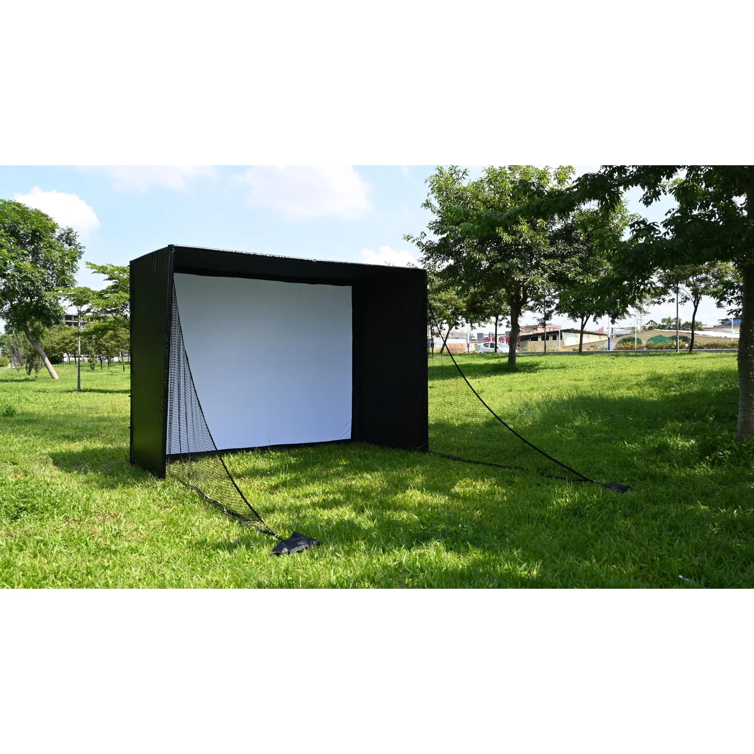 10x8 Ft Golf Simulator Enclosure With Dual-Layer HD Impact Screen Indoor Home Golf Training Cage Aluminum Frame And Side Safety Netting Simulator Accessories For Indoor Golf Practice At Home