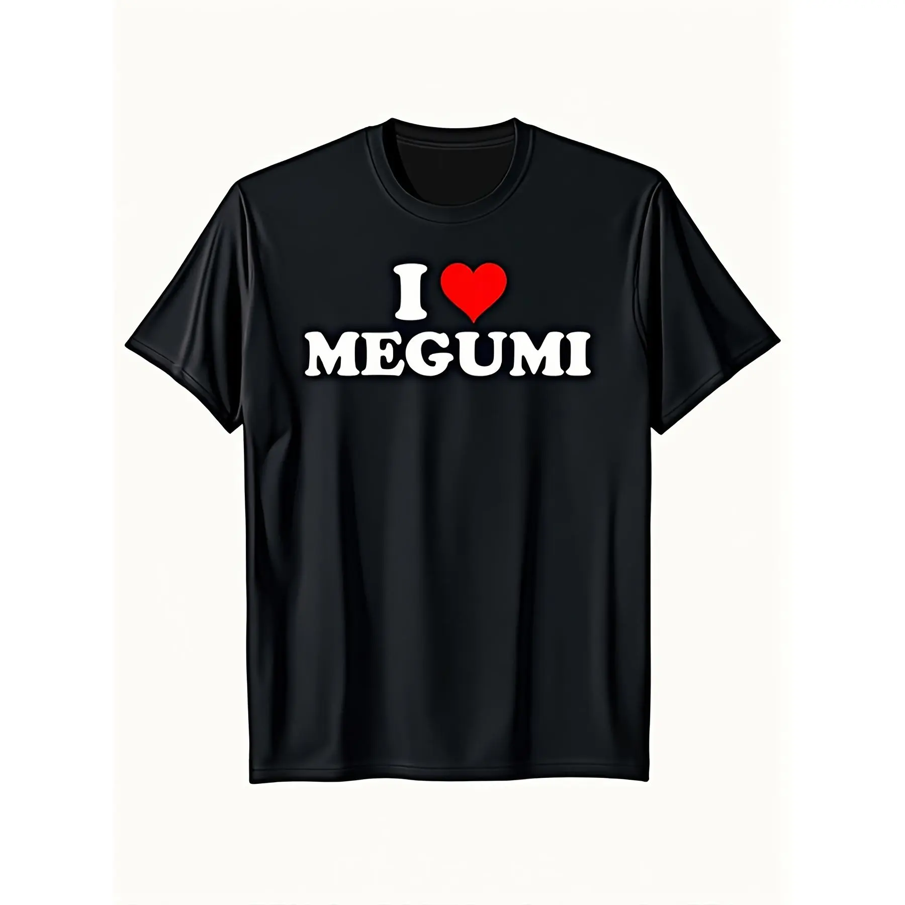 Men's I Love Megumi I Heart Megumi Graphic TShirt Retro Casual Round Neck Tee with Lettering Red Heart Plus Size AllSeason Fit Funny Gift for Megumi Fans Vintage Style RegularRetro Casual Short-sleeved T-shirt with a Round Neck and Printed