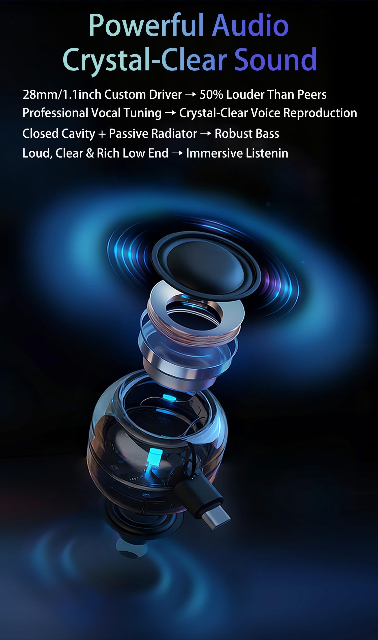 Compact Plug-And-Play Subwoofer for Mobile Phones And Computers |     Semi-Transparent Body with Cool Lighting |   Weighs Only 31.5G with a Lightweight Design |   Universal Type-C I Magnetic Bluetooth Headphones morning blues speaker