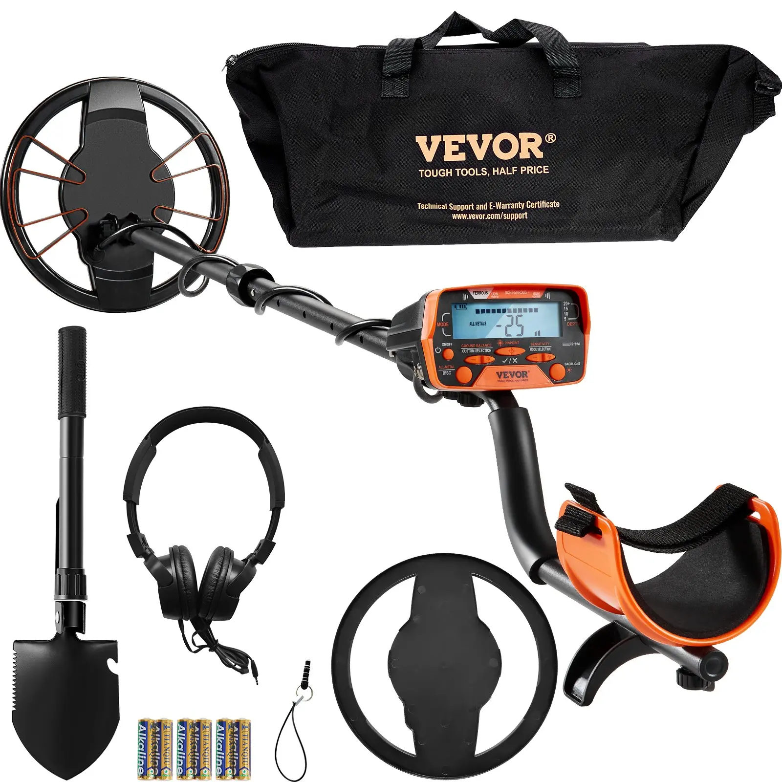 VEVOR Metal Detector for Adults Kids, 10 Inch Waterproof Search Coil with LCD Display 7 Modes, Adjustable 41''-52'' Aluminum Stem, DSP Chip Higher Accuracy Gold Detector 10'' Detection Depth