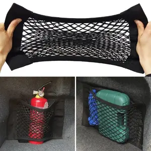 2026 New Universal Car Trunk Organizer Net, Magic Stretch Storage Bag with Rope & Stickers, 15.75x9.84 Inch Elastic Mesh Net, Multi-Purpose Car Backseat Storage for Auto Accessories