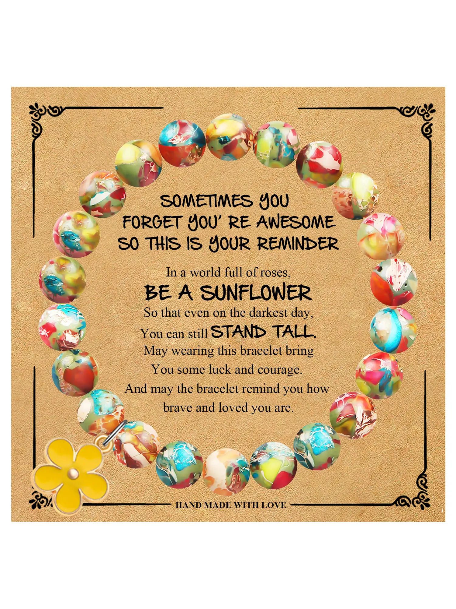 Sunflower Style Friendship Bracelet, Perfect Gift for Women & Girls, Durable Elastic Design, Ideal for Birthdays & Holidays