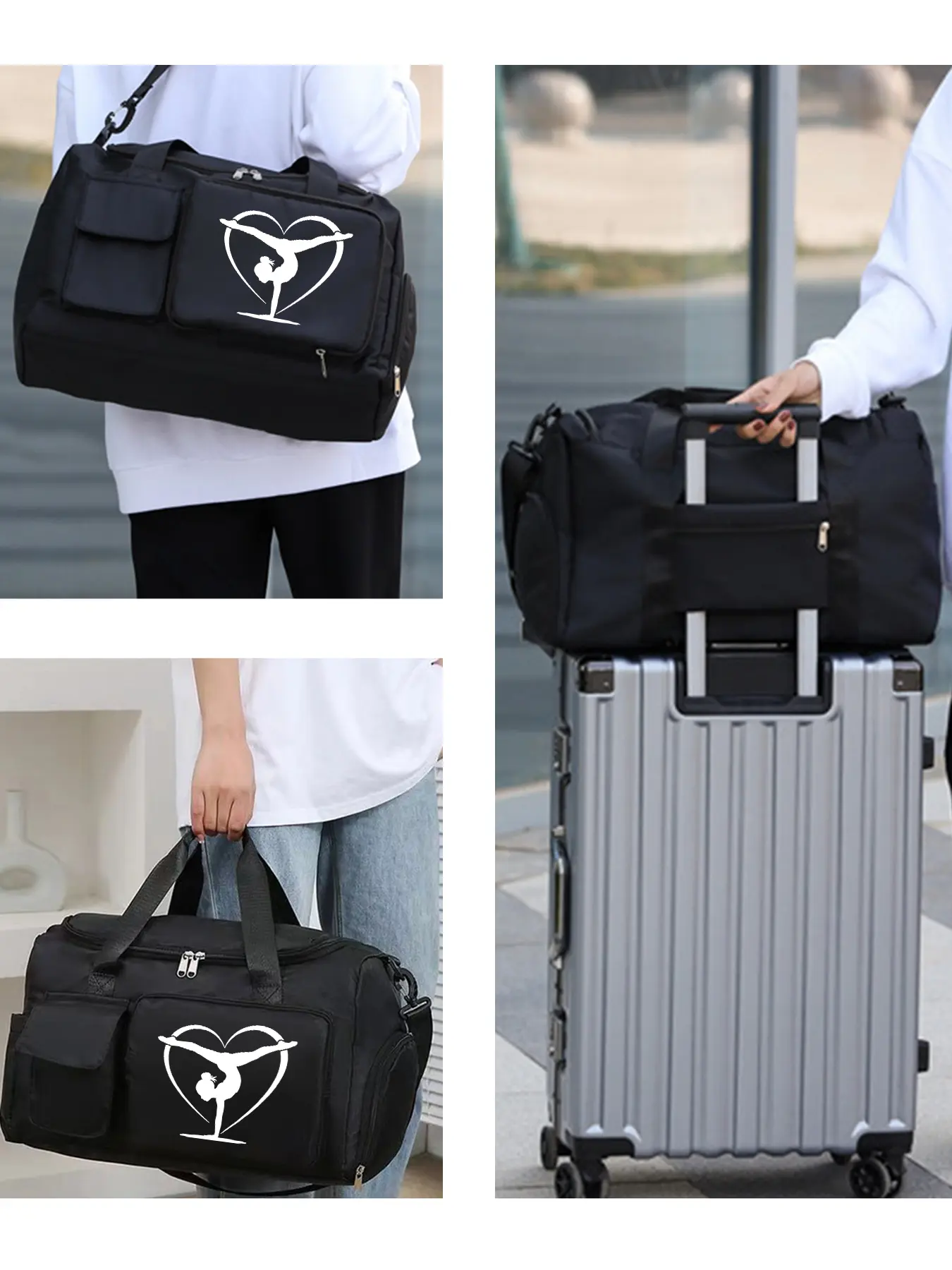 Yoga Dance Pattern Multi-functional Crossbody Bag, Daily Sports Shoulder Bag, Suitable for Sports and Commuting. Multiple Pockets, Durable with Large Capacity, Adjustable Shoulder Strap and Independent Shoe Compartment, An Ideal Gift.