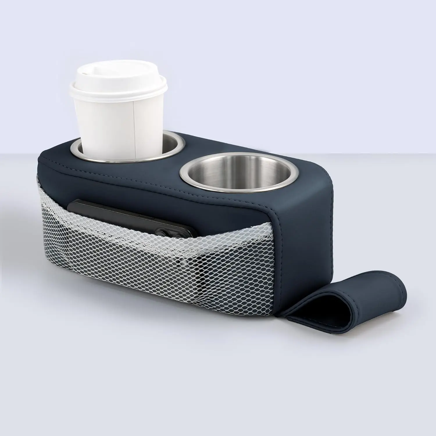 Pontoon Cup Holder,Boat Seat Cup Holder,Double Drink Holder,Portable Cup Beverage Mobile Phone Holders for Pontoon Boat Sofa,RV Couch,  Seat(Navy Blue)