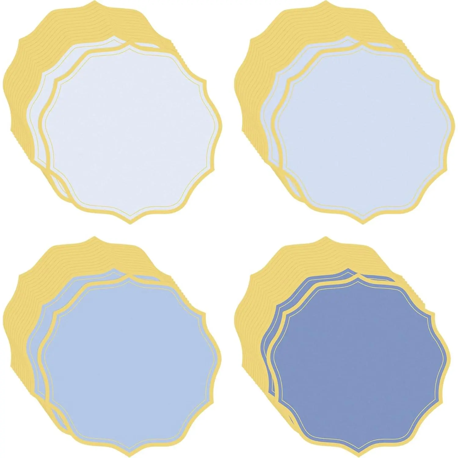 100 Pcs Round Dusty Blue Paper Placemats 13.5 Inch Scalloped Disposable Paper Place Mats Decorative Flower Shape Doilies Table Mats for Wedding Baby Shower Banquet Party Holiday Table Decor
