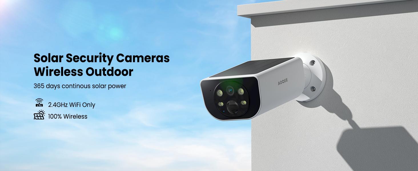 2K Solar Camera Outdoor Wireless-2.4Ghz WiFi Cameras for Home Security, Continuous Power, Color Night Vision, SD Card/Cloud Storage, Waterproof, Compatible with Alexa/Home S1 (1 Pack)