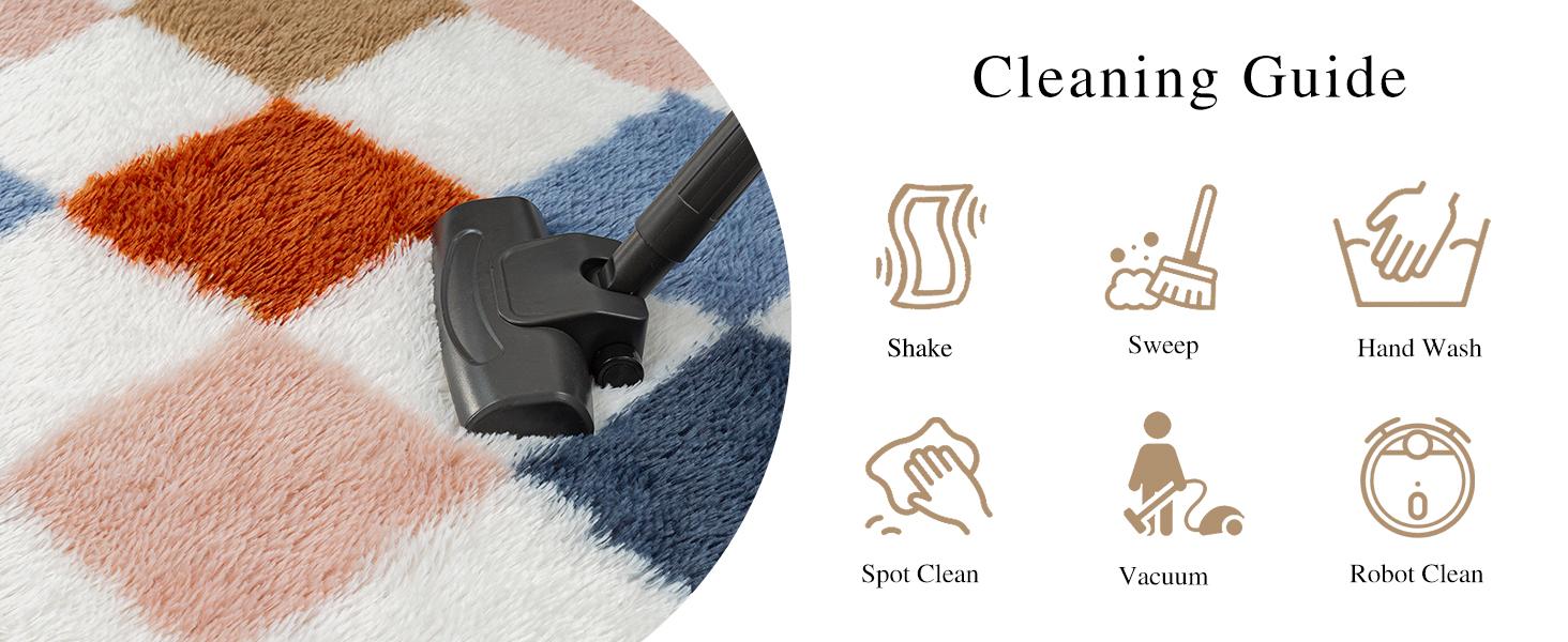 8x10 Checkered Rug for Living Room Soft Shag Area Rug Bedroom Plush High Pile Non Slip Fuzzy Carpet for Home