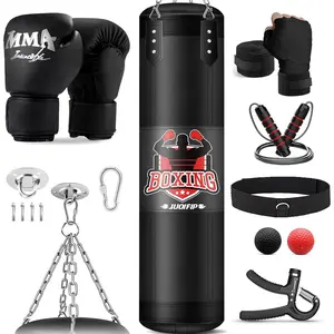 Punching Bag Set for Adults, 4FT Heavy Boxing Bag Set with 12 OZ Boxing Gloves, Suitable for MMA Karate Kickboxing Boxing Muay Thai Training at Home or Gym - Unfilled Heavy Bag