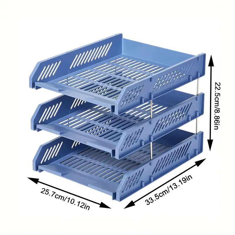 3-Tier Expandable Desktop File Organizer, Space-Saving Stackable PP Plastic Shelves, Durable and Detachable Design for Office Storage