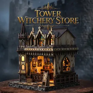 Tower Witchery Store Book Nook Book Nook DIY Kit for Adults. Tiny Home Vintage Abstract Renaissance Style. Wooden Bookshelf. 3D Hand-Assembled. Miniature Dollhouse, Birthday Gift