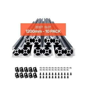 【DealsForYouDays】VEVOR 10PCS 47.2 in (1200mm) T Slot 2020 Aluminum Extrusion Profile, European Standard Anodized Linear Rail, High-Strength Extruded Aluminum Rail for 3D Printer, CNC Machine DIY, Laser Engraving, Black