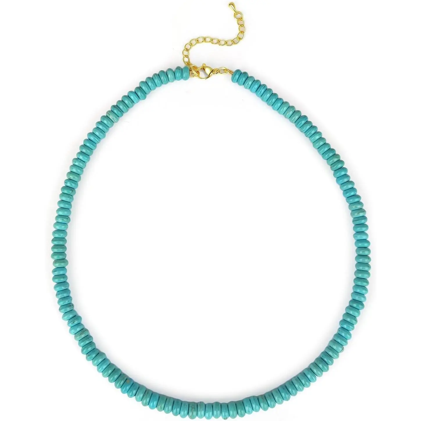 Turquoise Beaded Necklace for Women, Bohemian 6mm  Turquoise Choker Necklace,  Stone Necklace Turquoise  for Women