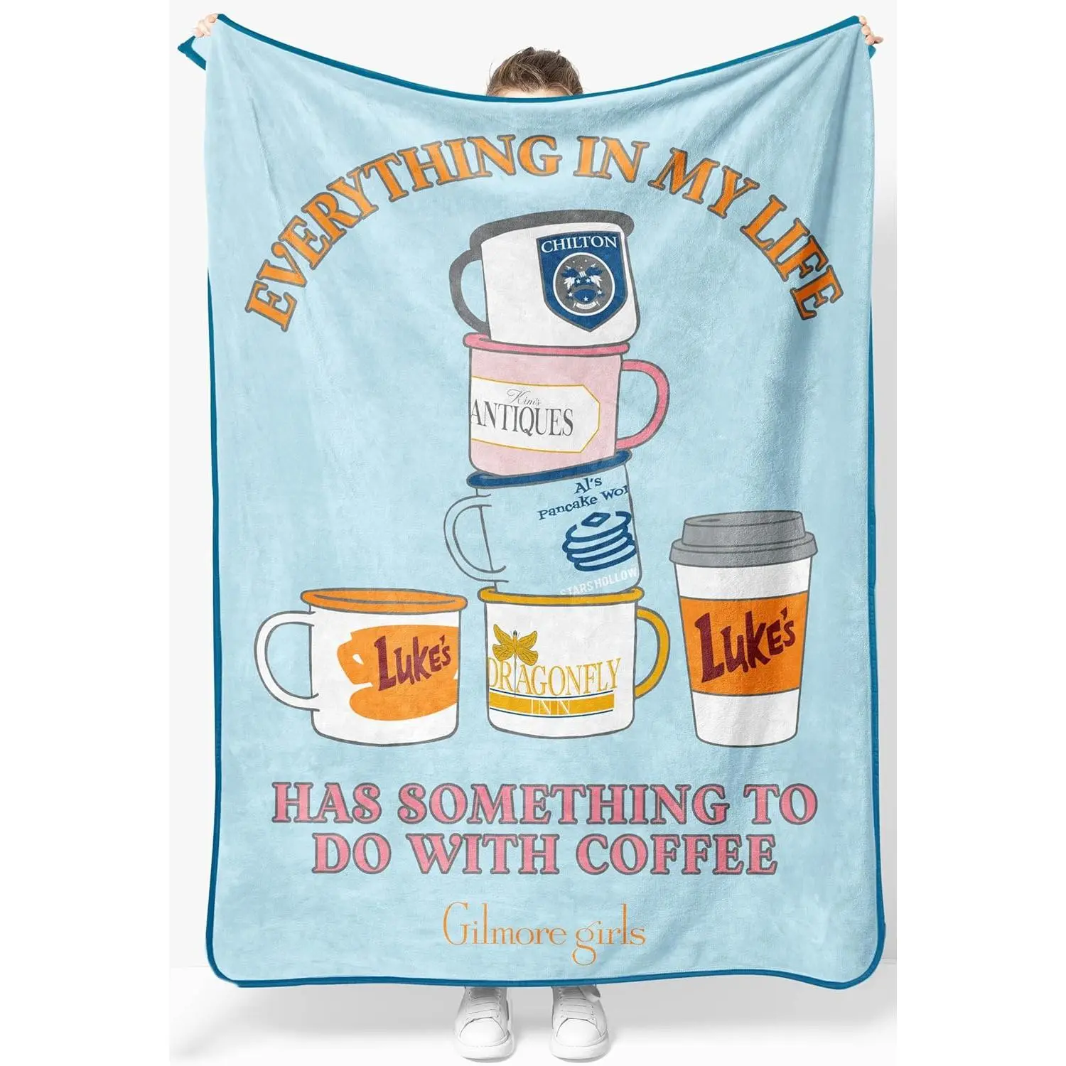 Jay Franco Plush Throw Blanket – Soft & Cozy Fleece Throw for Bedroom & Couch Décor, Official Licensed Product, Blue - Gilmore Girls, 40x50 - Travel Blanket