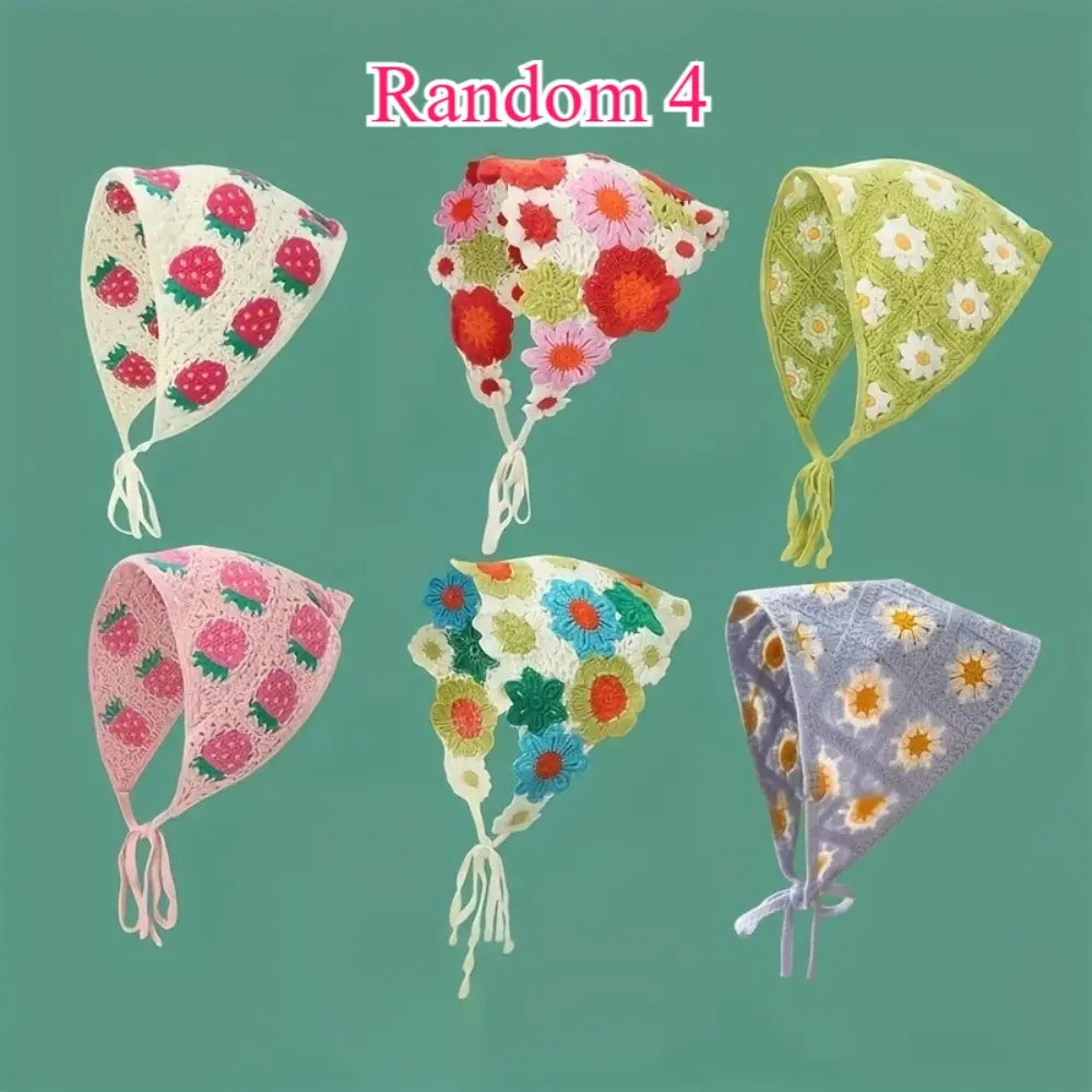 Random 4-piece sweet floral crochet headband set, crochet headband with cute flower design, suitable for women and girls