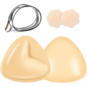 Sticky Bra Inserts, Double-sided Sticky Push Up Inserts, Reusable Bra Pad Inserts for Bikini Dress Swimsuit Sports BraGift.