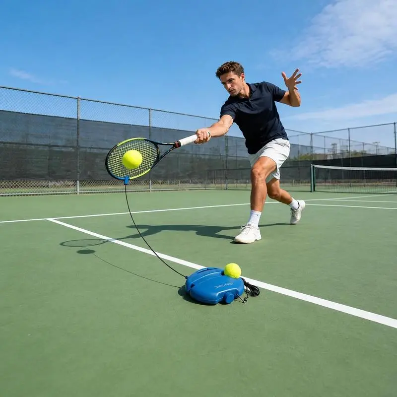 Adult tennis beginner training equipment, tennis with rope rebound, outdoor sports tennis single player training, sand, stone, water filled base to stabilize the ground without moving, holiday gifts for friends and lovers, Tennis Ball