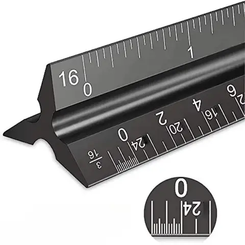 12 Inch Aluminum Architect Scale, Professional Drawing Scale, Triangular Scale, Hand Measuring Tool for Home & Office & School, Teaching Supplies, Classroom Supplies, Student Essentials, High School Supplies