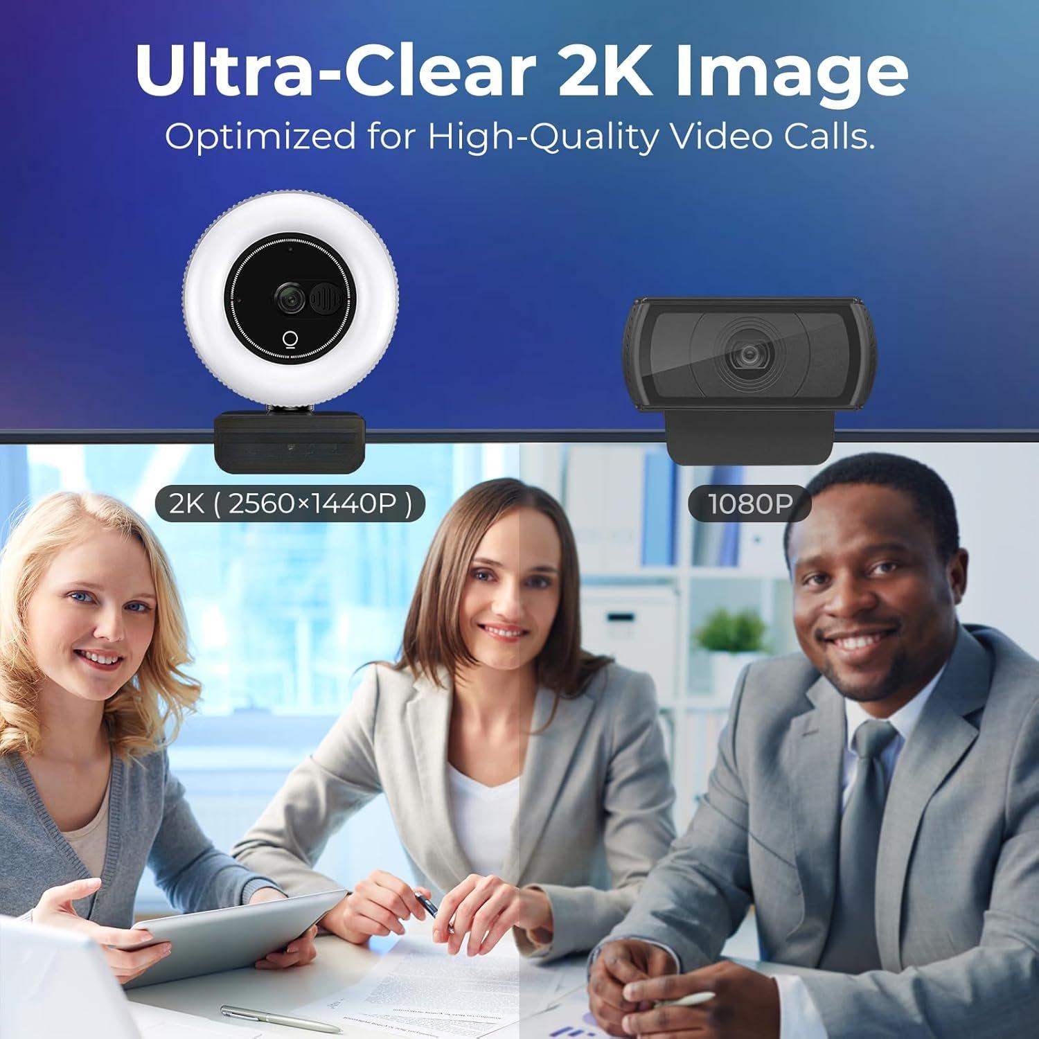 Webcam for PC with Microphone & Light &  Cover, Web Camera for Desktop /Laptop//, USB Streaming Camera for Zoom/Skype/Teams/Video Calling/Studying and Conference