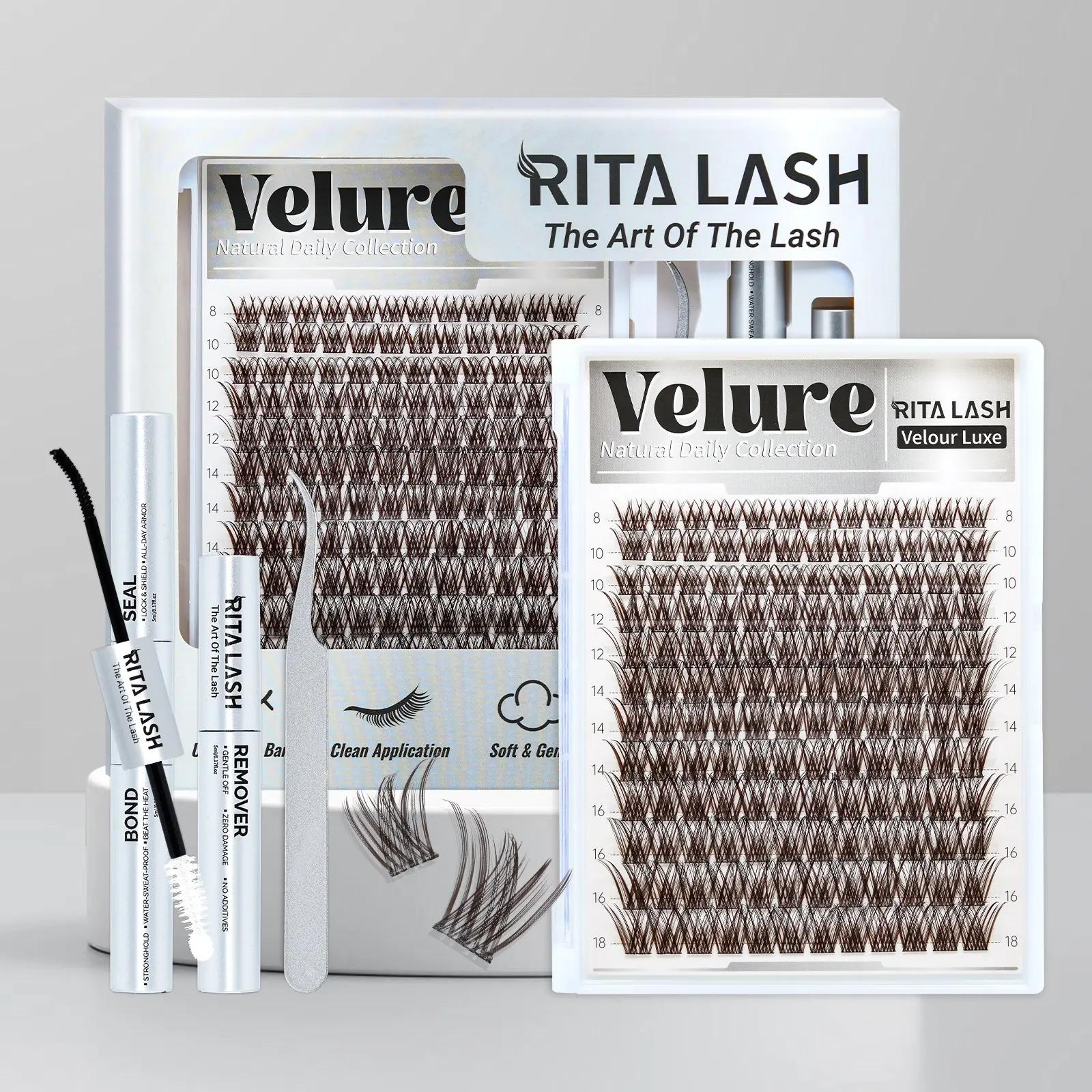 RITALASH 144Pcs Dark Brown Collection Upgrade Eyelashes with Ultra-Dense, Waterproof, Long-Lasting Lashes | Venus Velure | Beginner-Friendly Lashes for a Flawless Look | Trendy & Must-Have Clusters