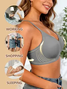 Women's Seamless Push-Up Bra, Invisible Padded Short Sleeve Underwear, Comfortable Lifted No Steel Wire, Adjustable Full Cup Daily Wear