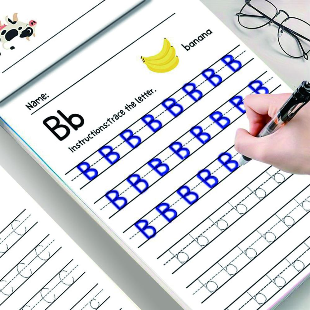 64 Pages Alphabet Practice Book with Cute Cartoon Patterns, Learning Aid for Kids, Engaging Children, Fun Writing Activities, Handwriting Exercises & Durable Paper, Letter Tracing, Ideal Back to School Gift