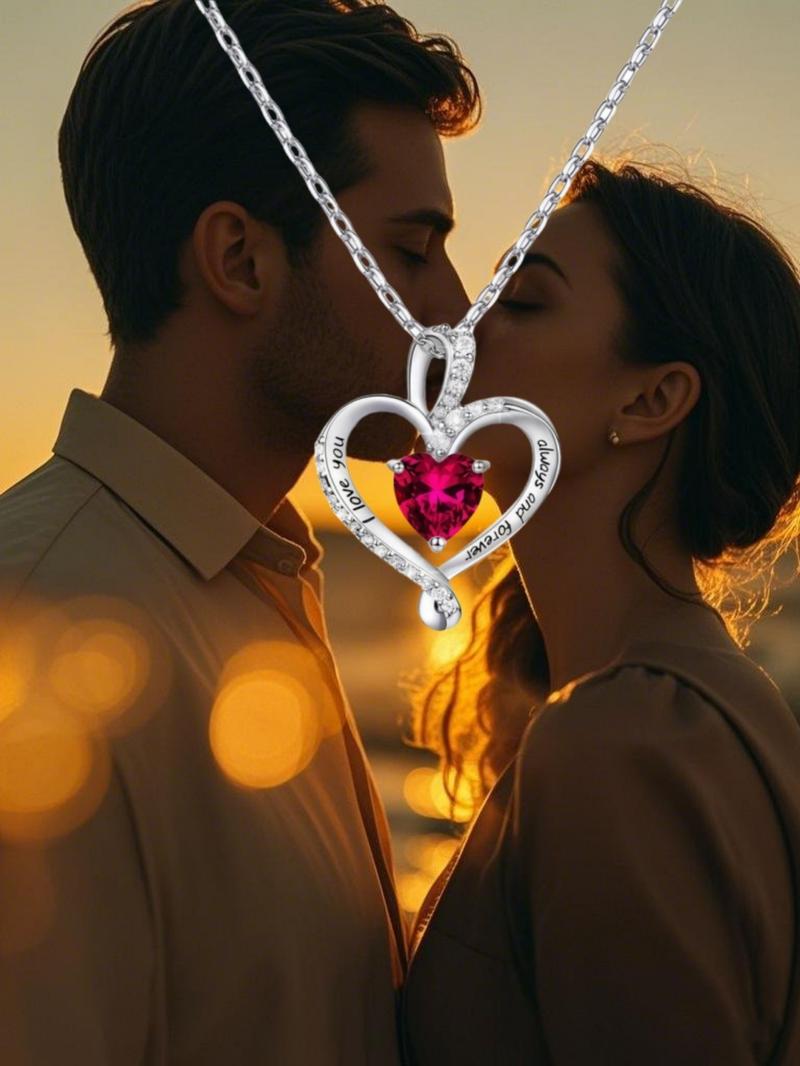 Bear Design Heart Shaped Pendant Necklace with Rose Gift Box, Fashion Jewelry for Party, Daily Clothing Decor, Trendy All-match & Exquisite Jewelry for Birthday Gift, Love Heart Necklace