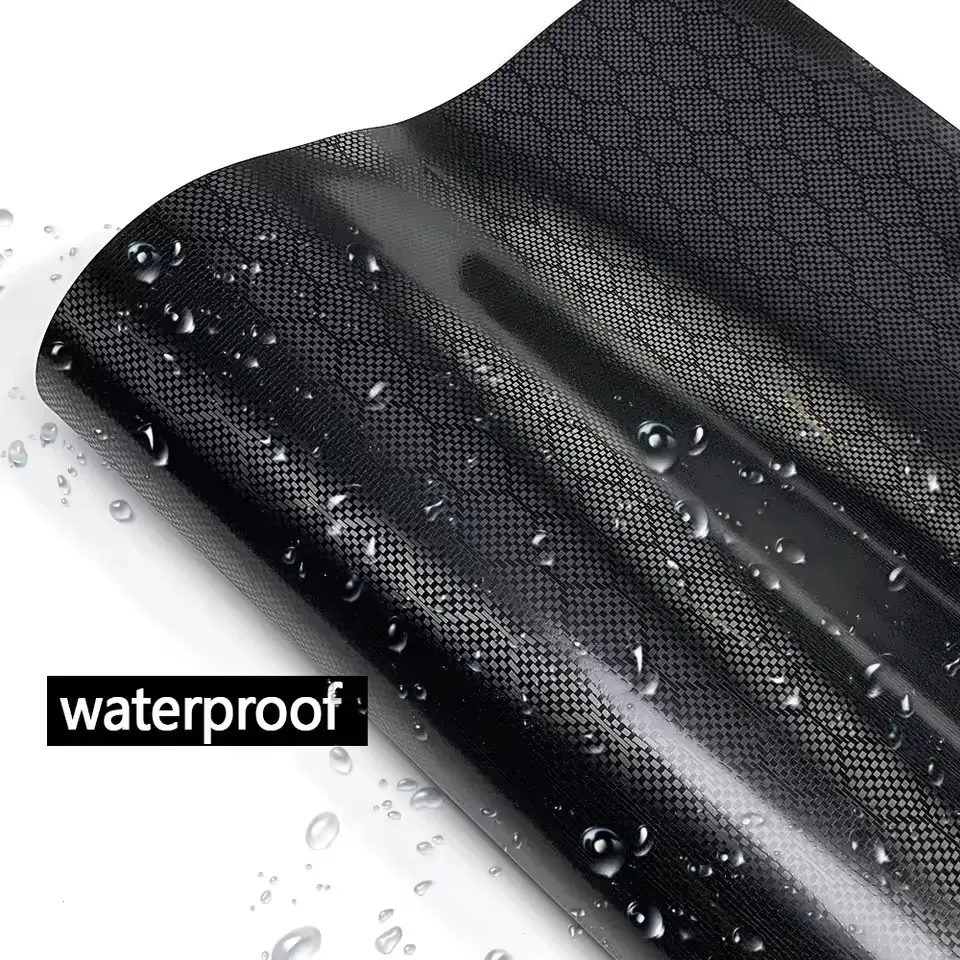PET Liner Black Hex Carbon Honeycomb Carbon Metallic Vinyl Wrap Film With Air Release Self Adhesive DIY Car Motorcycle Bicycle