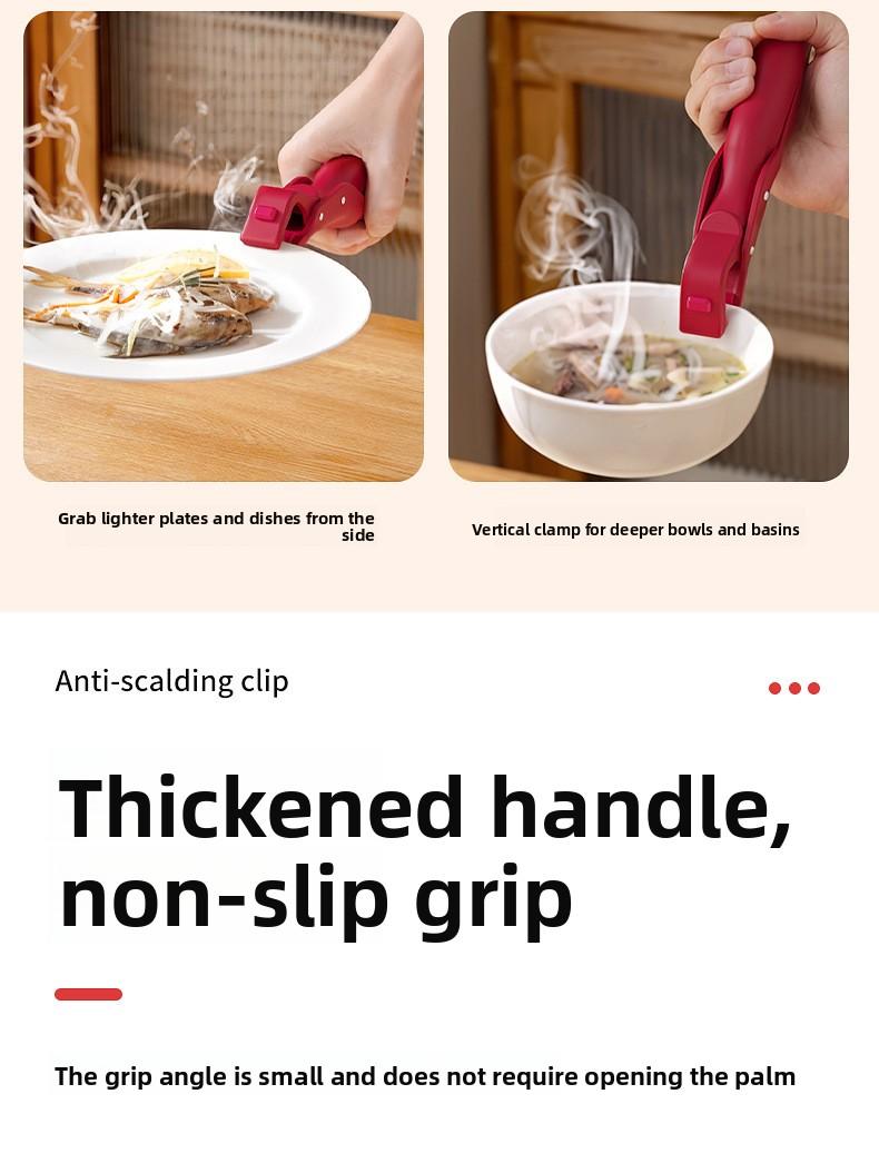 2 Counts Hot Plate Gripper, Multi-Purpose Anti-Scald Tool for Bowls, Plates, Pans, Serving as Holder, Clip,