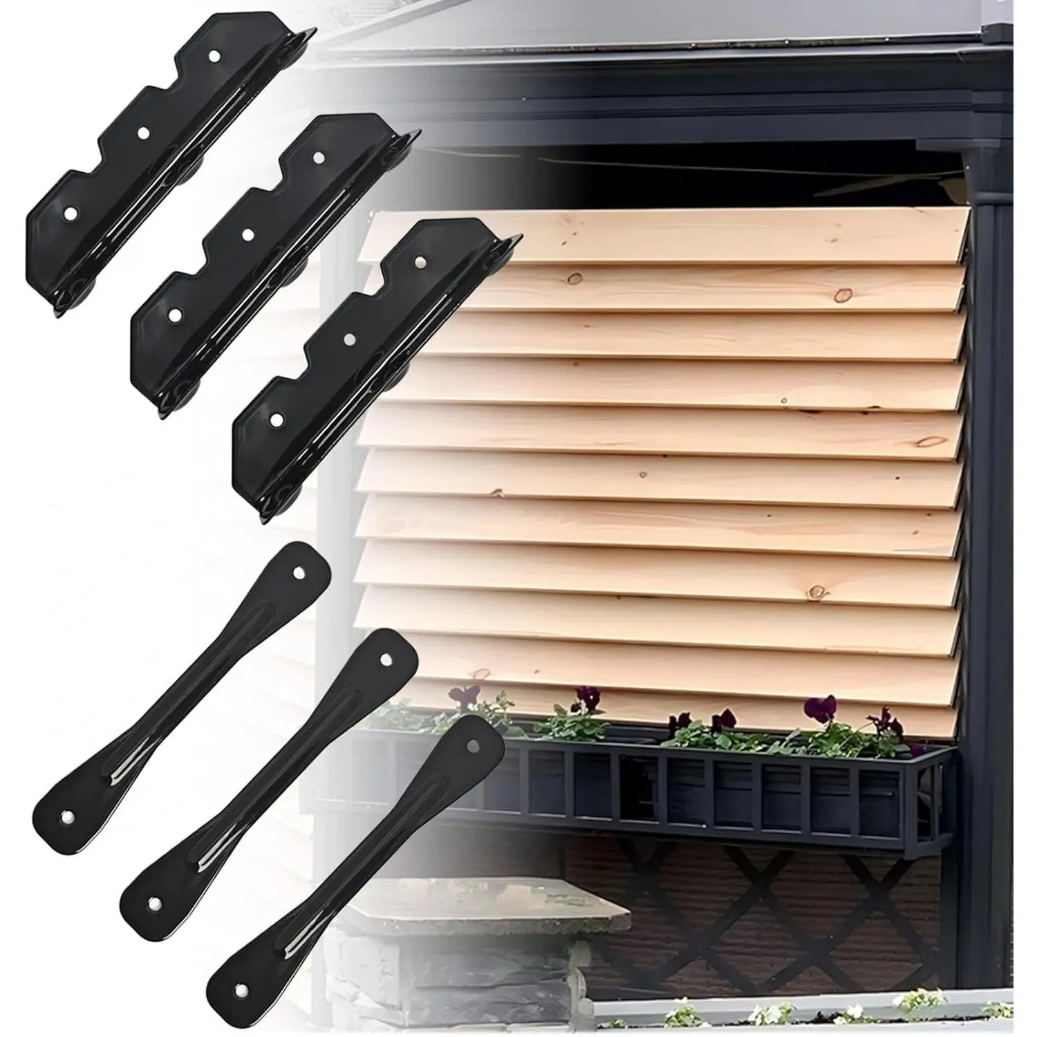 Sunblind System Brackets, Louver Hardware System for Blinds and Shutters, Heavy-Duty Steel Baked Powder Coated Louver Pergola Kit for Holding up to 11 48'' Boards