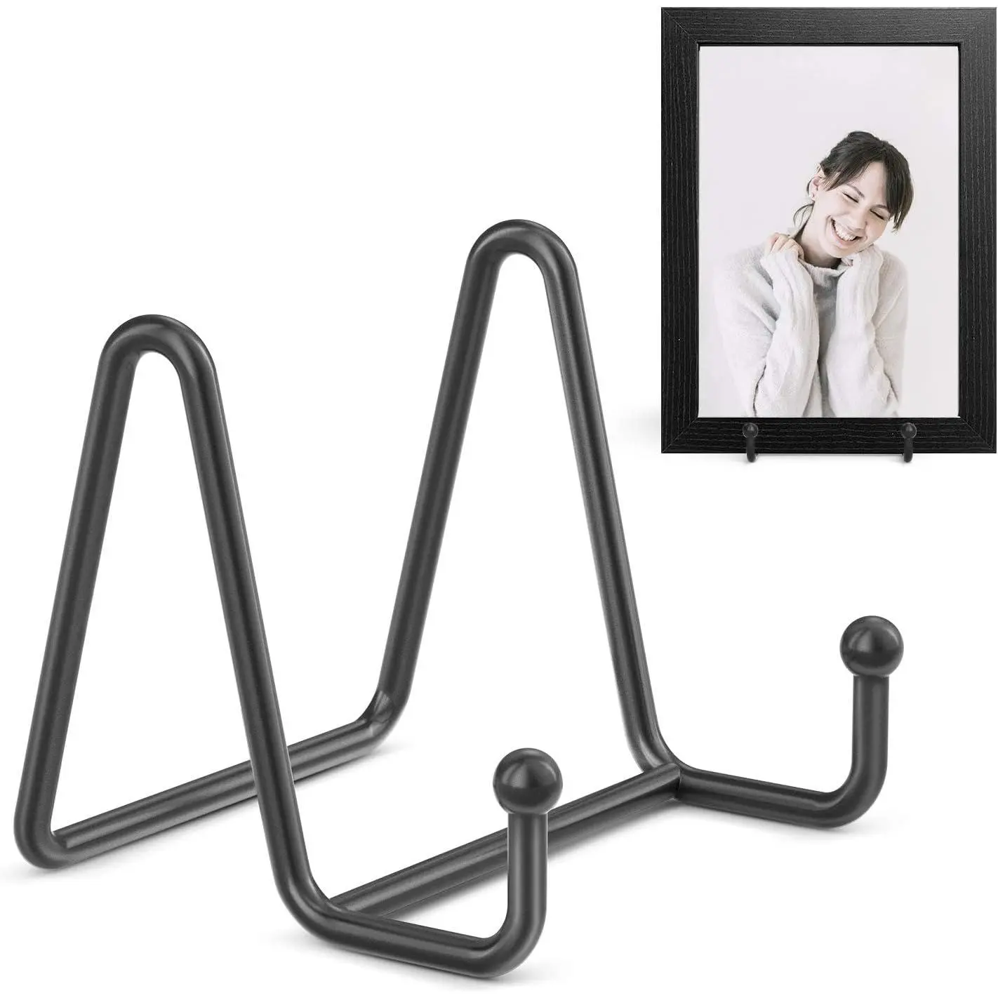 Plate Stands for Display - 3 Inch Plate Holder Display Stand + Metal Frame Holder Stand for Picture, Decorative Plate, Book, Photo Easel (2 Pack)