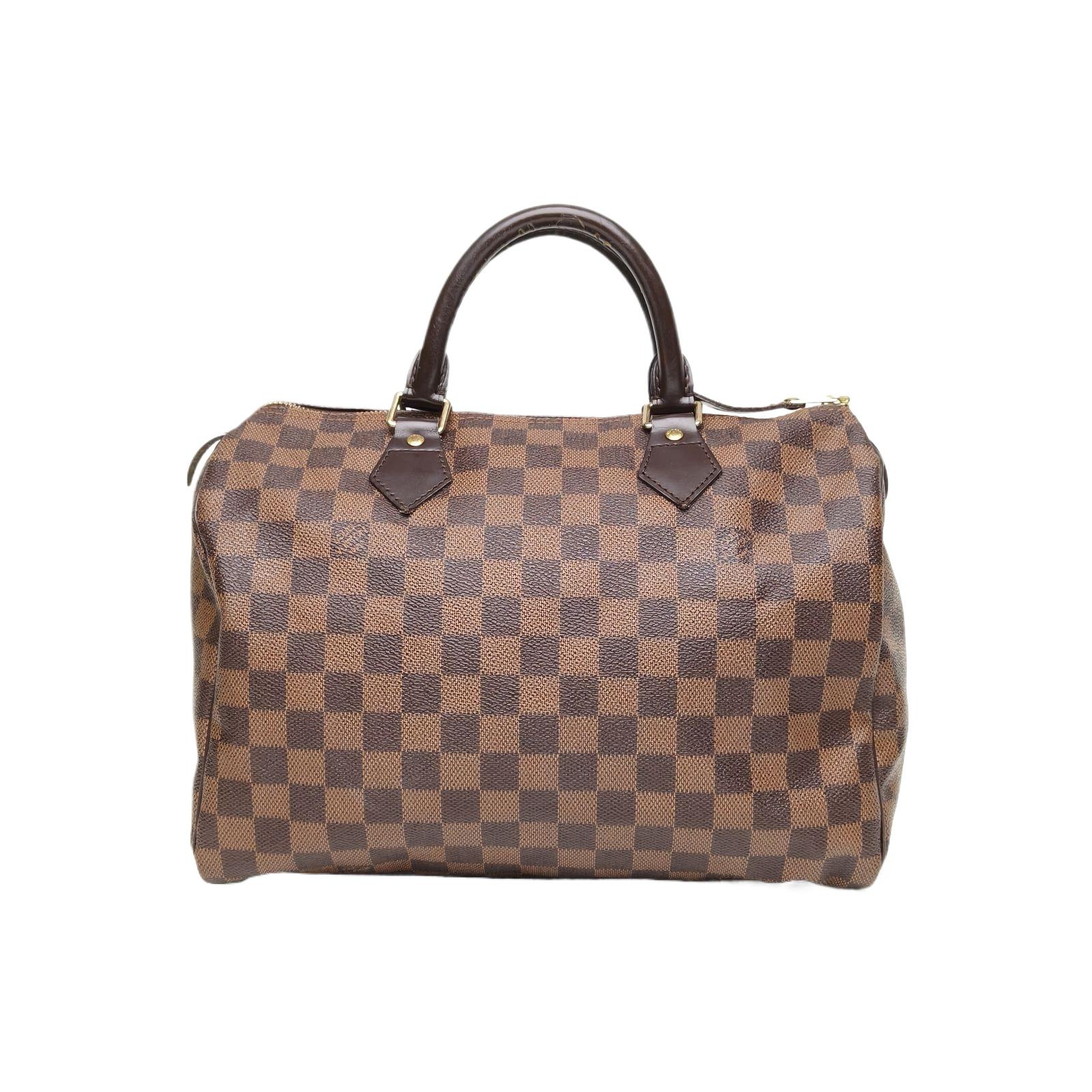 Pre-owned Louis Vuitton 【Diz】Speedy 30 without Shoulder Strap Brown Check PVC