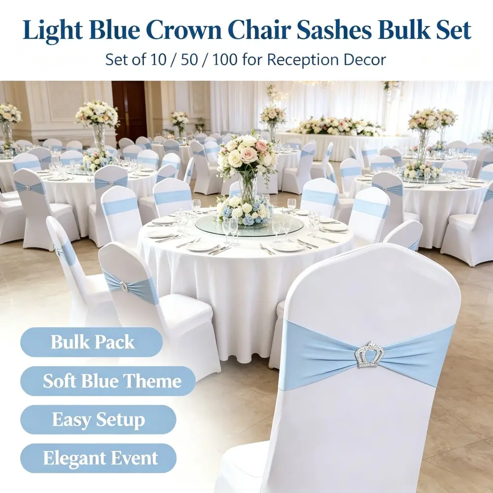 Crown Decoration Elastic Lycra Chair Back Belt, Reusable Chair Cover Ribbon, Chair Sashes, Wedding Party Decor, 10/50/100 Pieces