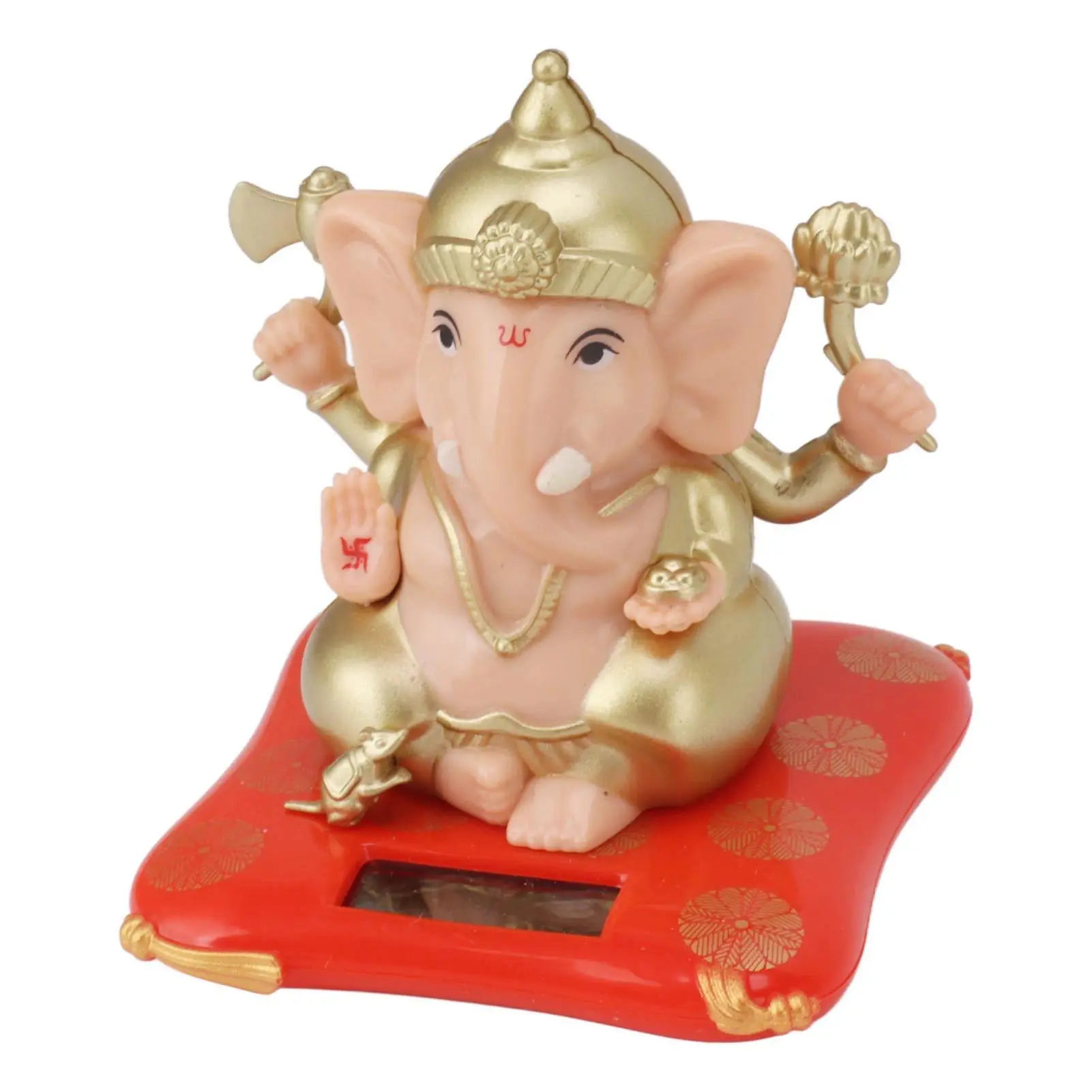 Solar Powered ABS Plastic Ganesha Ornament - Hindu Elephant God Statue with Elephant Motif, Cute Dancer Design, Wealth Charm for Car Dashboard, Home Table Decor, Good Luck