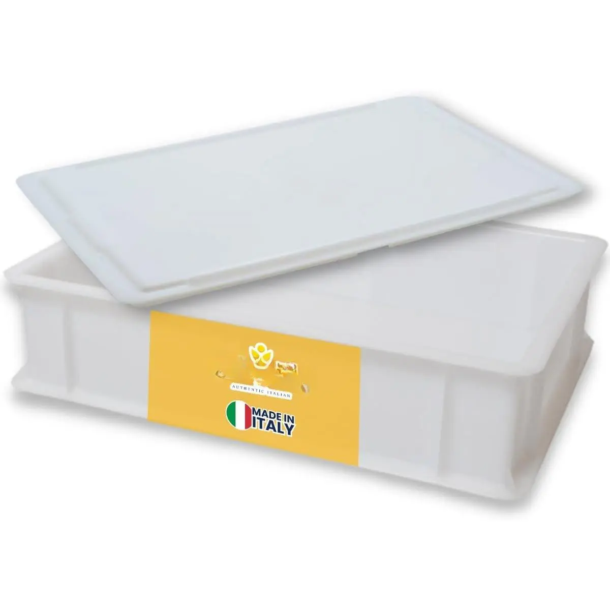 Refrigerator Size Dough Proofing Box Tray | (1 Box with Lid), Stackable Pizza Proofing Dough Pan with Lid, (16 inch x 12 inch x 4 inch), Commerical Grade,