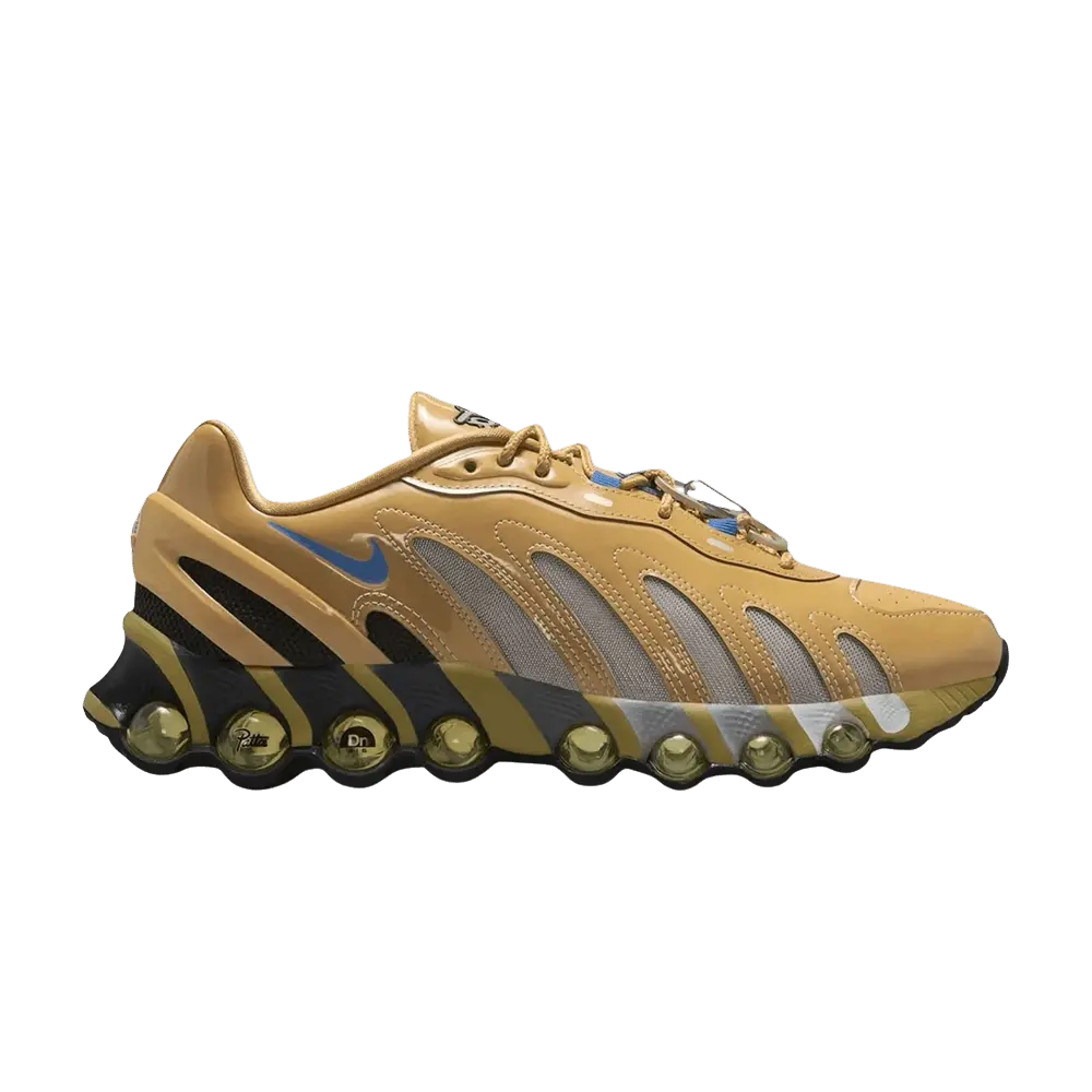 Patta x Nike Air Max DN8 'Club Gold' (Unisex) Club Gold/Metallic Silver/Black/Game Royal running shoes IB4029 700