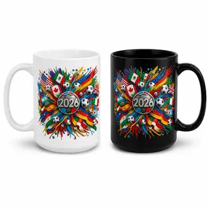 2026 Soccer Fan Ceramic Mug 11oz/15oz, Game Day Coffee Cup, Match Day Drinkware Gift for Men Women, Six Colors Available