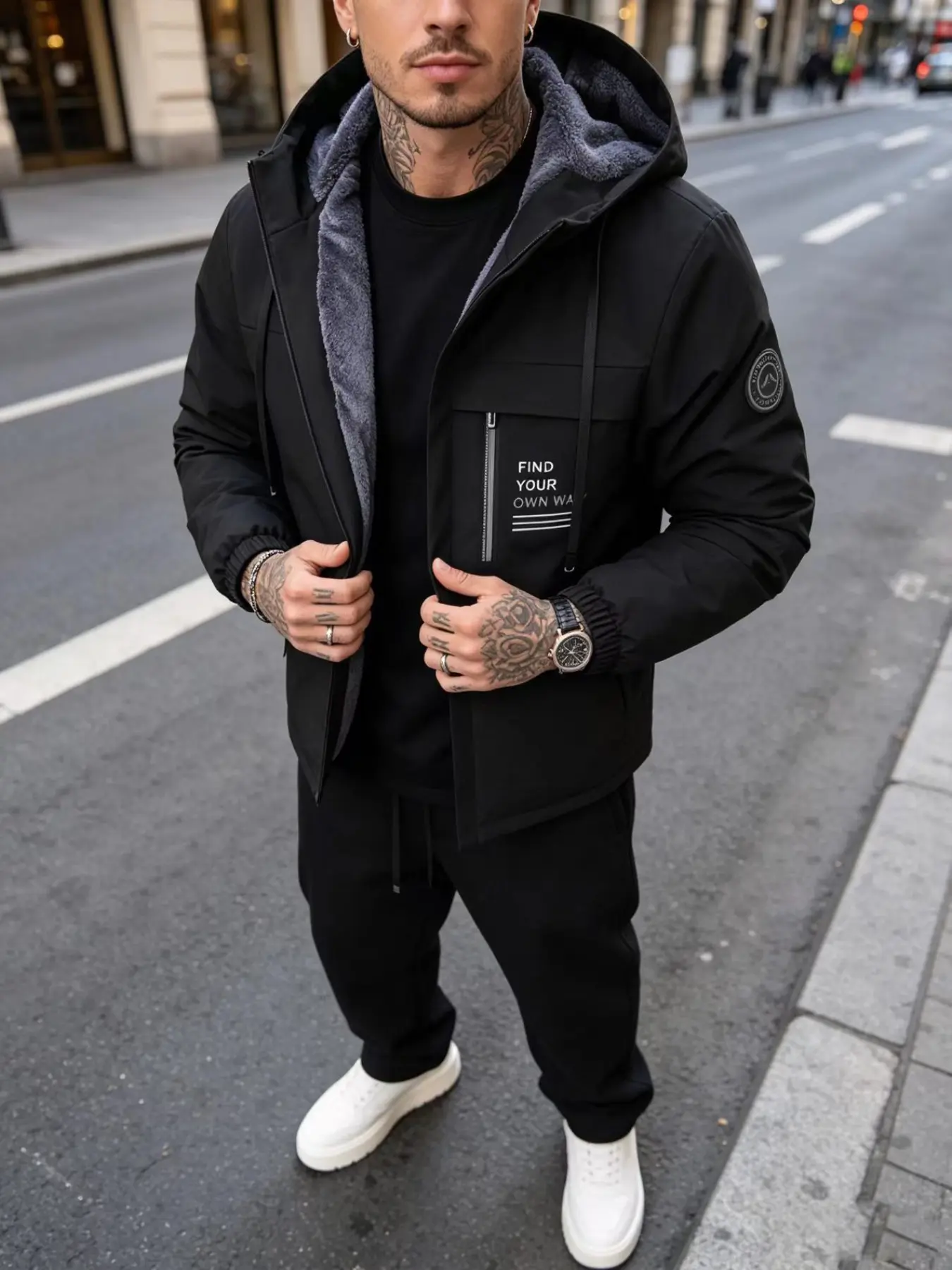 Autumn Winter Fleece Jacket, Thickened Outdoor Casual Sports Parka, Warm Hooded Top, Ideal for Hiking, Cycling, Commuting, Travel