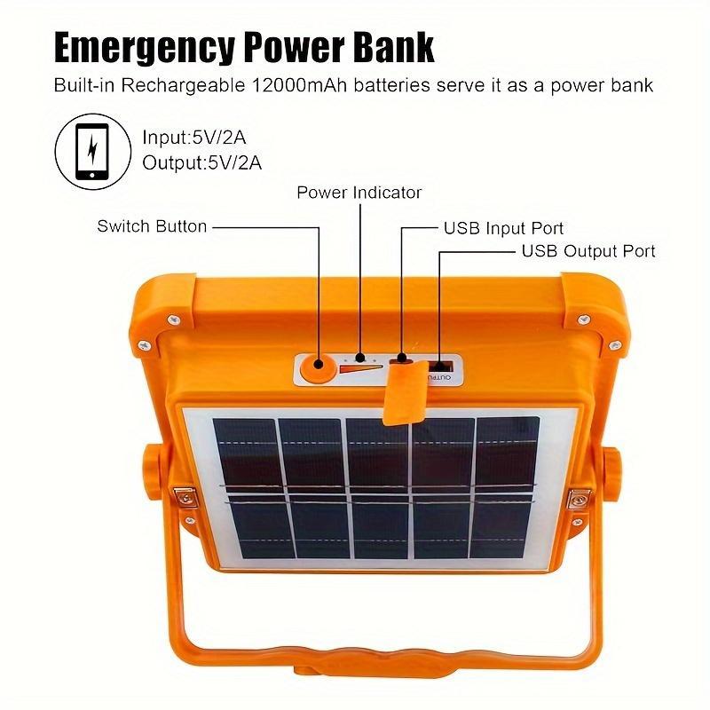 Portable LED Camping Light, Rechargeable Outdoor Handheld Light with 5 Lighting Modes, Long Battery Life Light for Camping, Hiking, Fishing, Exploration