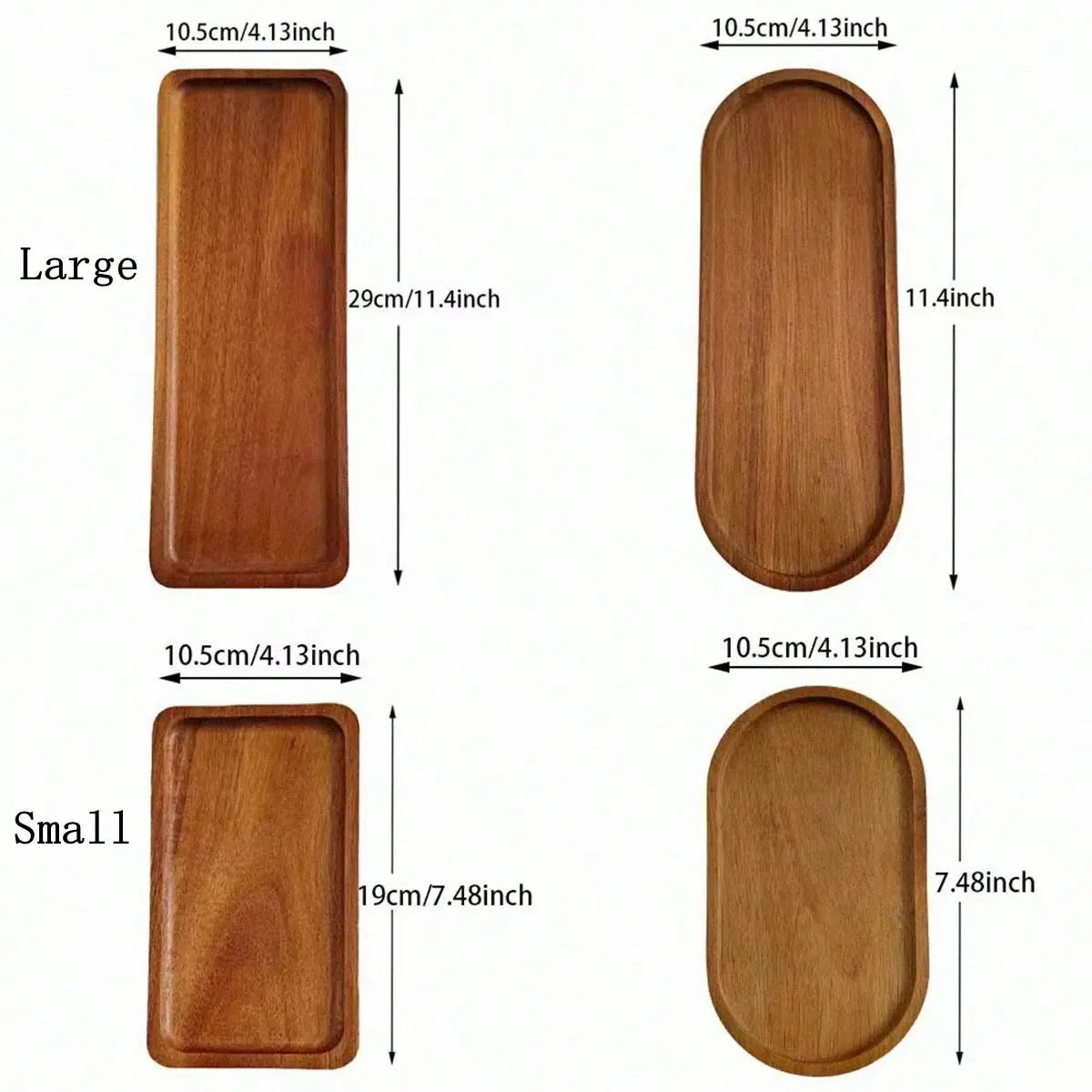 1pc Teak Tray, Breakfast Tray, Coffee Tray, Bathroom Tray, Tea Tray, Rectangular Tray with Groove Handle, Kitchen Storage Tray, Durable