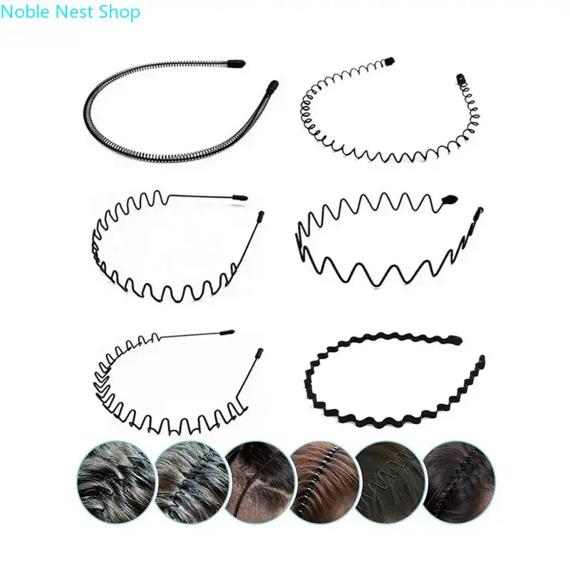 6-Pack Unisex Solid Color Zigzag Wavy Headbands, Thin Non-Slip Elastic Sports Hair Accessories, Minimalist Basic Bands for Daily Casual Wear & Gym Workout