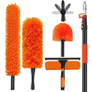 26FT High  Duster with Extension Pole 5-20FT, 4-in-1 Cleaning Kit with  Swivel Joint | High Ceiling Fan Cleaner, Cobweb Duster & Window  for Safe High- Cleaning