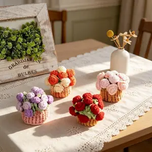2026 New Handmade Crochet Rose Coaster, Woolen Yarn Insulation Pad, Knitted Flower Table Decor, Creative Holiday Home Gift (for Luggage & Bag Charm Accessory Use)
