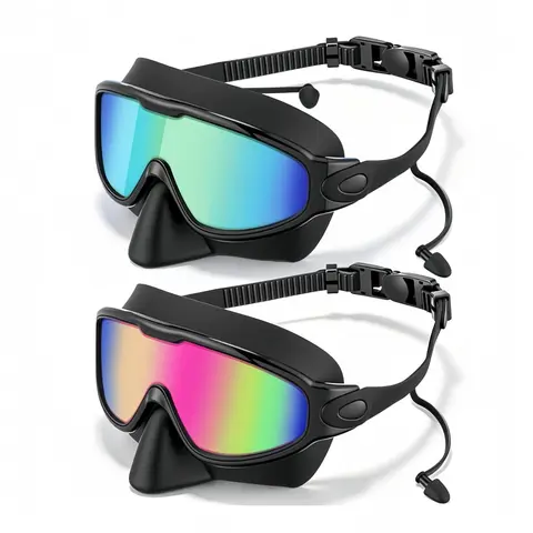 Swimming Goggles Anti-Fog UV Protection, Unisex Youth Non-Leak Swim Glasses, Silicone Frame, Sports Equipment Set, Silicone Pool Goggles