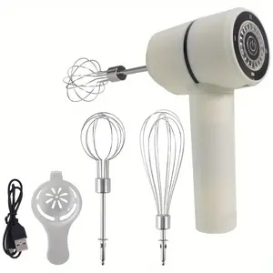 Rechargeable USB Electric Handheld Whisk Mixer Blender, Three-Speed Stainless Steel Design, Portable Wireless Kitchen Appliance for Mixing & Blending, Cordless Kitchen Mixer, Egg Mixer